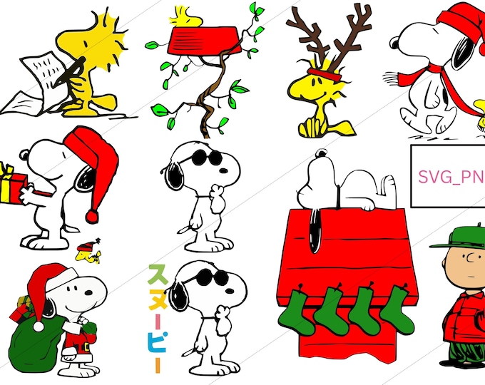 Cute Christmas Cartoon Puppy Svg Bundle | Holiday Dog Clipart | Png Cricut Silhouette Dxf Eps Digital Download
