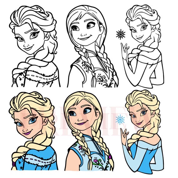 Winter Princess Sisters SVG Bundle – Braided Hair Clipart for Cricut & Silhouette