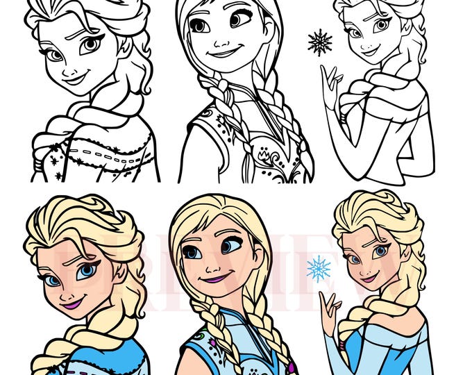 Winter Princess Sisters SVG Bundle – Braided Hair Clipart for Cricut & Silhouette