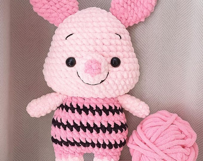 Chenille Pig Plush Crochet Pattern | Amigurumi Pig PDF Tutorial | Easy Soft Toy Pattern | Pink Piglet-Style Stuffed Animal DIY