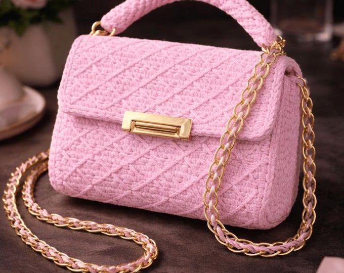 Canvas Crochet Bag Pattern PDF | Crochet Purse Pattern | Diamond Texture Handbag | Structured Crochet Bag
