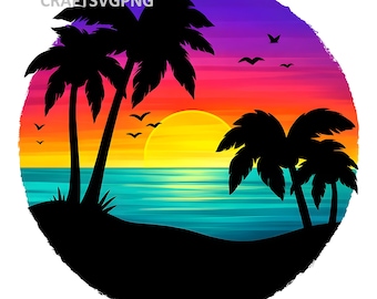 Beach Sunset Png Sublimation Design, Summer Palm Png, Sunset Background Png,Summer Background Png, Summer Png Digital Downloads PNG FILE