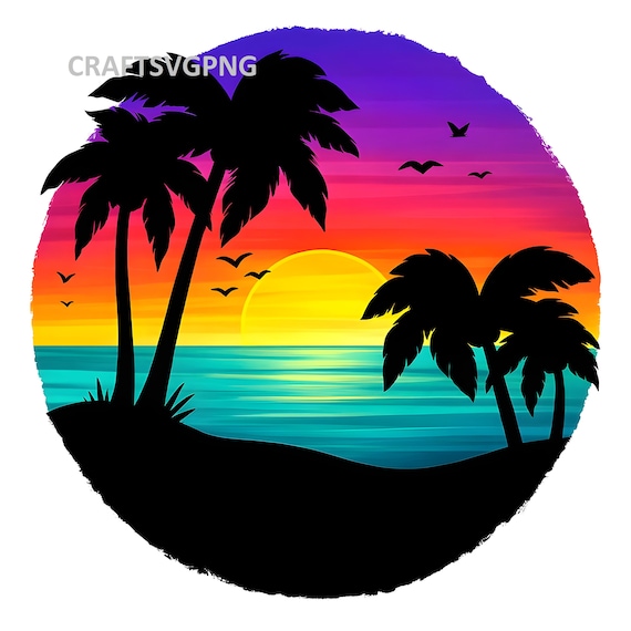 Beach Sunset Png Sublimation Design, Summer Palm Png, Sunset Background Png,Summer Background Png, Summer Png Digital Downloads PNG FILE