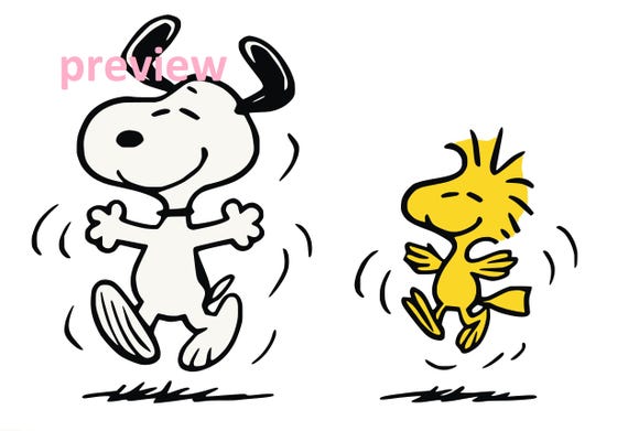 Cute Dancing Beagle Dog and Yellow Bird Clipart – Happy Friends Digital Illustration – Cartoon Animal PNG SVG for Crafts & Printing
