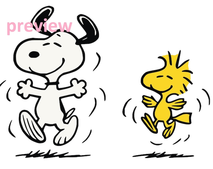 Cute Dancing Beagle Dog and Yellow Bird Clipart – Happy Friends Digital Illustration – Cartoon Animal PNG SVG for Crafts & Printing