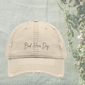Bad hair day Distressed Baseball Hat- Casual Embroidered Dad Hat for Women and Men
