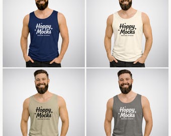 Comfort Colors 9360 Tank Top Mockup Bundle • Classic Neutral Balance • Minimalist Studio • CC9360 Male Model
