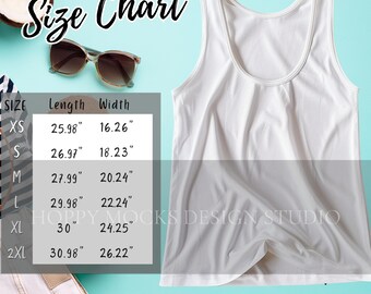 Bella Canvas 3480 Size Chart, Tank Top Mockup Size Guide, BC 3480 Unisex Tank Sizing Chart, BC3480 Jersey Tank Measurement Chart for POD