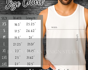 Comfort Colors® 9360 Unisex Tank Top Size Chart, Comfort Colors 9360 Sizing Chart, CC9360 Measurement Chart, CC9360 Sizing Guide Male Model
