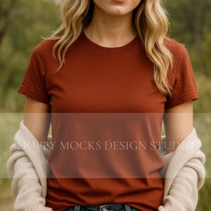 Bella Canvas 3001 Rust Mockup, T-shirt Mockup, BC 3001 Boho Mockup T-Shirt Mockup, Bella Canvas Rust Shirt Mockup, 3001 Outdoor Mockup