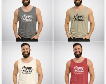 Comfort Colors 9360 Tank Top Mockup Bundle • Warm Earthy Tones • Minimalist Studio • CC9360 Male Model