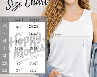 Comfort Colors 9360 Size Chart • Unisex Tank Measurements Guide • CC9360 Sizing Chart • Adult Size Guide for Clear Apparel Measurements