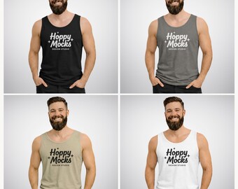 Comfort Colors 9360 Tank Top Mockup Bundle • High Contrast Neutrals • Minimalist Studio • CC9360 Male Model