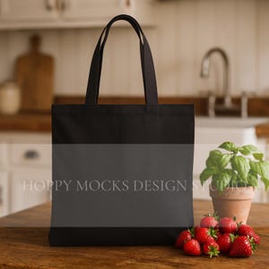 Liberty Black Tote Bag Mockup, Minimalist Cotton Canvas Tote Mockup, Lifestyle Mockup, Shopping Bag Mockup, Printify - Print on Demand