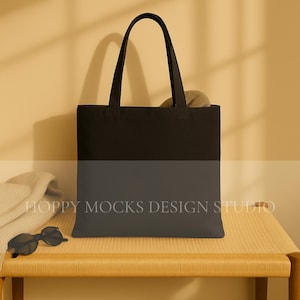 Liberty OAD113 Black Tote Bag Mockup, Minimalist Cotton Canvas Tote Mockup, Boho Lifestyle Mockup, Shopping Bag Mockup, Printify - POD