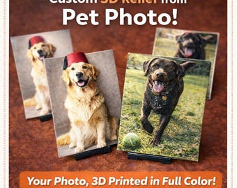 Retrato 3D a color de mascotas a partir de una foto, retrato personalizado de perro o gato, regalo impreso en 3D, regalo conmemorativo para mascotas, recuerdo personalizado.