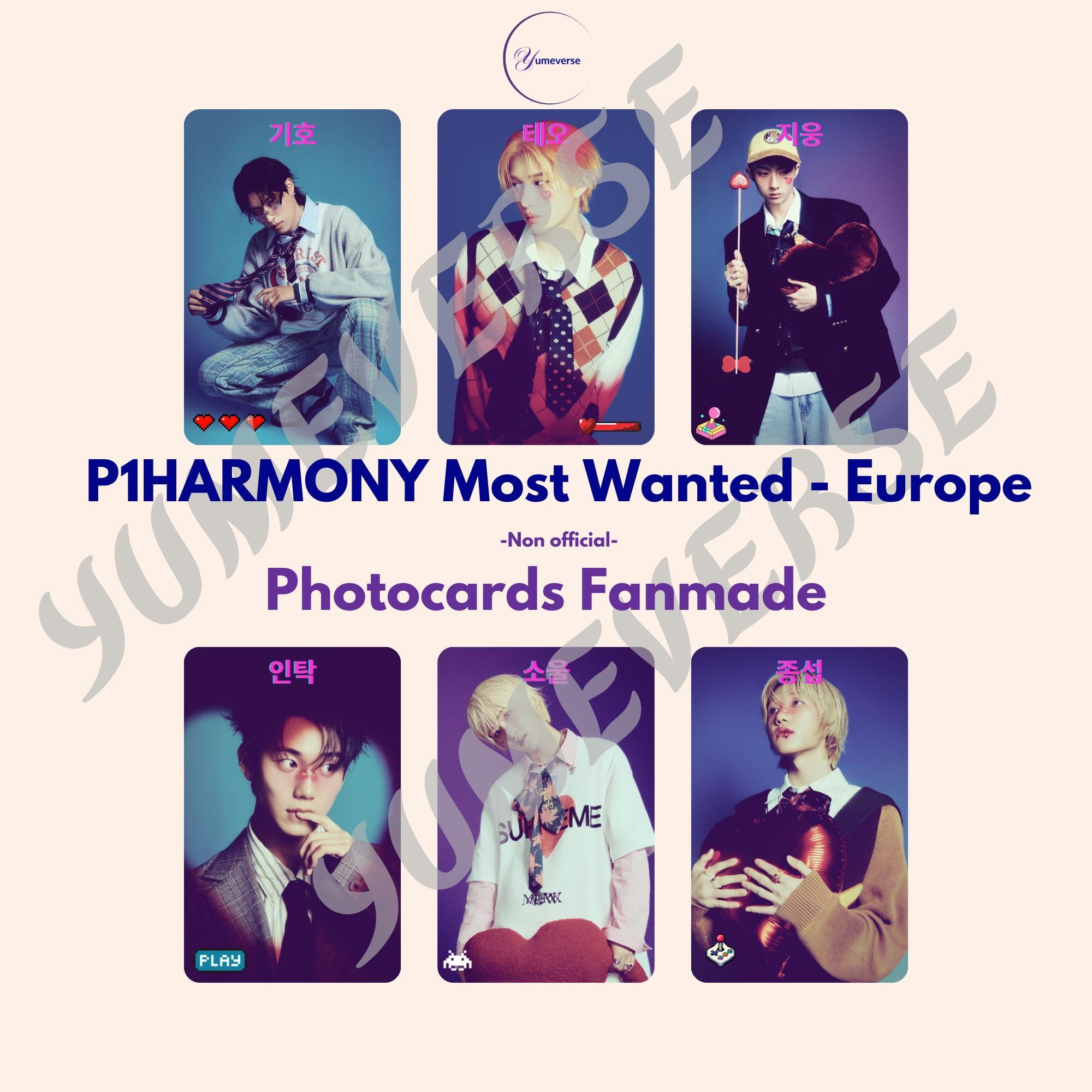 Handcrafted P1harmony Photocards – Most Wanted Europe Tour 2026