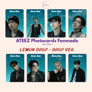 Ateez Fanmade Fotokarten – Lemon Drop Collection – Drop-Version | Handgemachte Kpop-Karten | Ateez Lemon Drop | Sammelbares Kpop-Kartenset