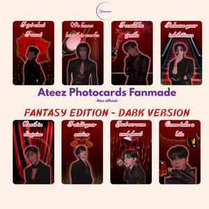 Ateez Fanmade Photocards – Fantasy Edition Dark version | Kpop Handmade Cards | Ateez In your Fantasy | Collectible Kpop Card Set