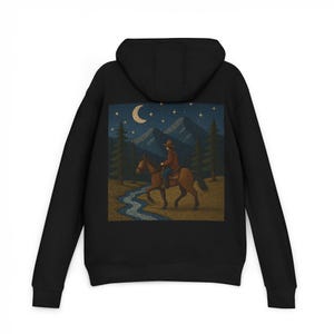 Hoodie - wild west, Cowboy Horse Mountains Birthday Gift, Good Fortune Unisex Sweatshirt, Western Theme Hooded Sweatshirt, Rodeo