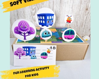 Soft Village Matching Game, Educational Game for Children, Spatial Orientation, Logic, Imagination, Fine Motor Skills, Preschool, PDF A4 and Letter