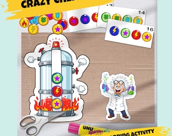 Crazy Chemist Color Sorting Game, Logic Puzzle for Children Ages 2 and Up, Montessori Material PDF, PNG, Learning Colors, Busy Book Template, STEM Learning Game