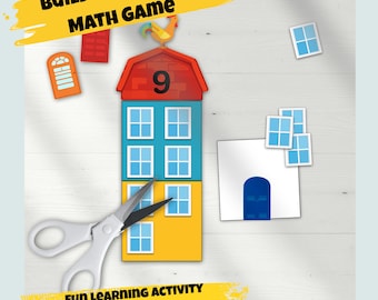 Printable math game, learning numbers preschool, Montessori, number sense, logic game for children, arithmetic up to 10, PDF A4, Letter, PNG