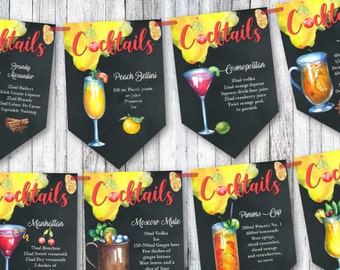 Cocktail Drinks Bar Card Bunting Garland Spring wedding party