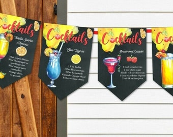 COCKTAILS SIGN BIRTHDAY SMALL BUNTING DECORATION PARTY NIGHT COCKTAILS SIGN BIRTHDAY SMALL BUNTING DECORATION PARTY NIGHT