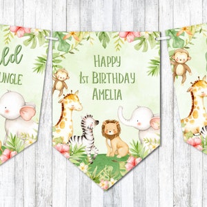 Jungle Safari Imprimé Animal Personalised Children's Bunting Party Banner Jungle Safari Imprimé Animal Personalised Children's Bunting Party Banner