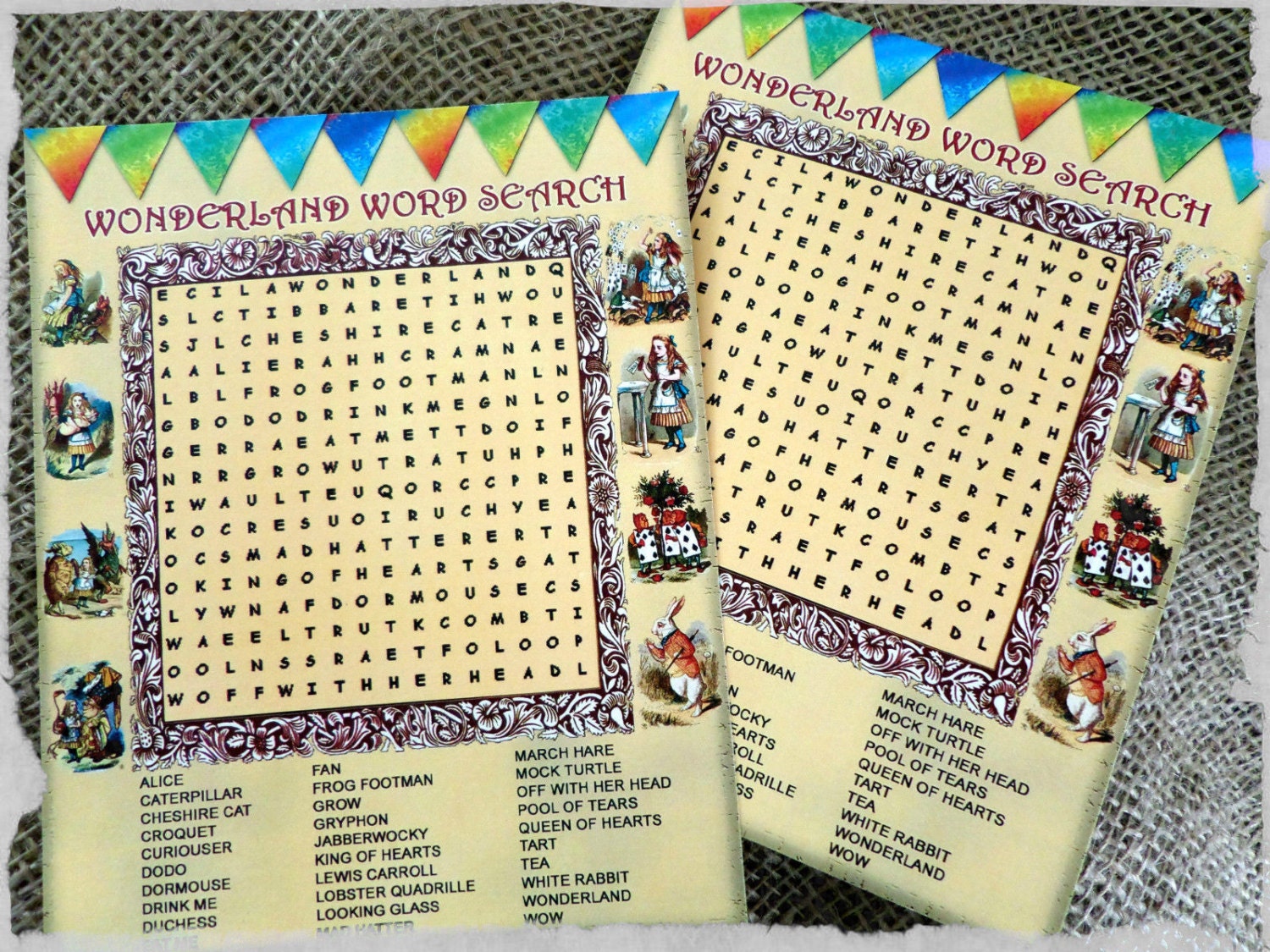 10 Alice In Wonderland Themed Party Word Searches Etsy