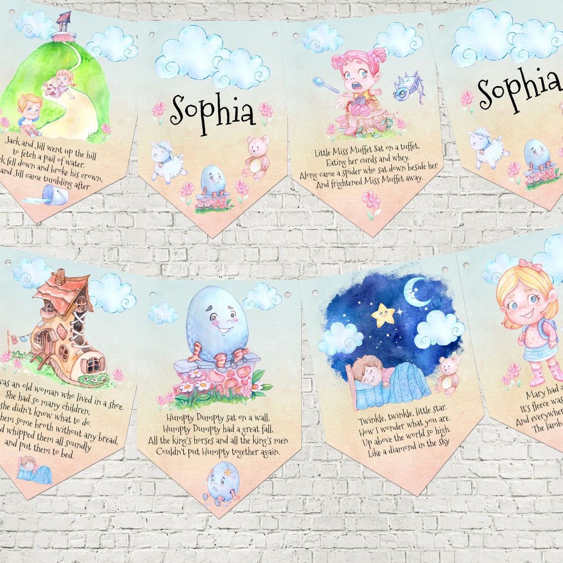 Nursery Rhyme Personalised Bunting 3m Etsy