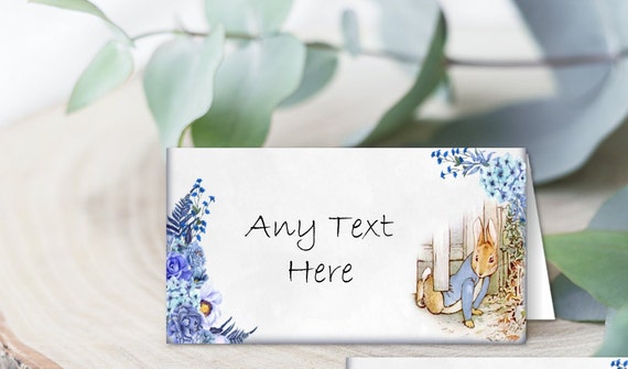 6 Peter Rabbit Beatrix Potter Personalised Food Labels or Table Place Name Cards