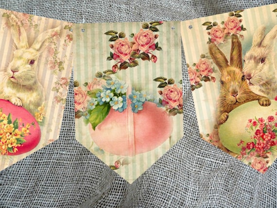 8 Flags Traditional Vintage Style Easter Bunting