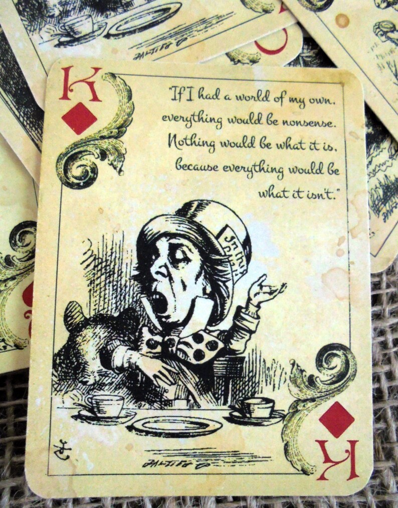 12 Alice in Wonderland Themed Playing Cards Table Etsy UK