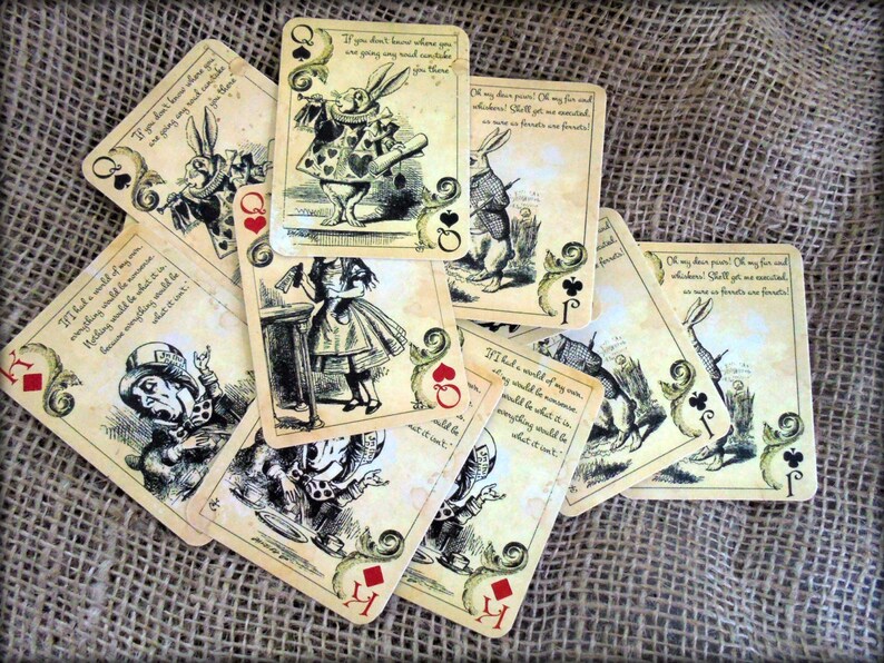12 Alice au pays des merveilles sur le thème cartes à jouer Etsy