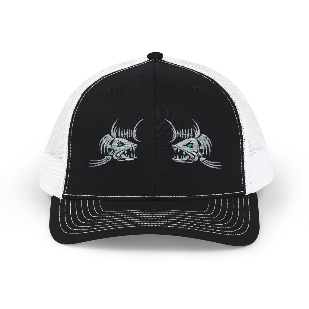 Cap With Fish Stylish Snapback Trucker Cap With Fish Skull Embroidery, Fishing Hat ...