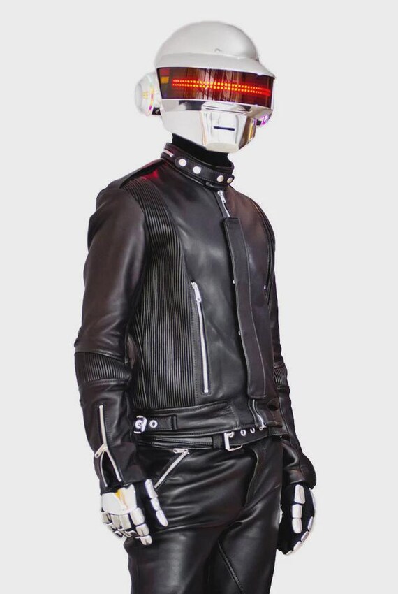 Blouson Moto En Cuir Véritable Noir - Style Daft Punk Get Lucky - Taille XS à 3XL - RSH LeatherCraft
