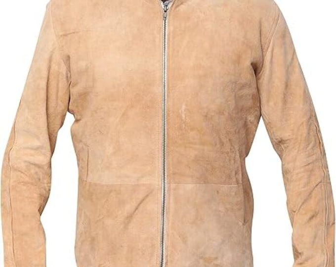 Featured listing image: Men's Fawn Suede Leather Blouson Jacket Vintage Style Outerwear Winter Jacket