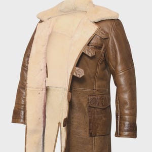 Mens Tom Hardy Bane The Dark Knight Rises Real Shearling Leather Coat Jacket
