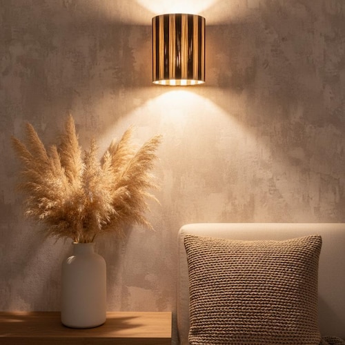 Marockansk handvävd lampskärm i naturfiber, randig bohemisk inredning
