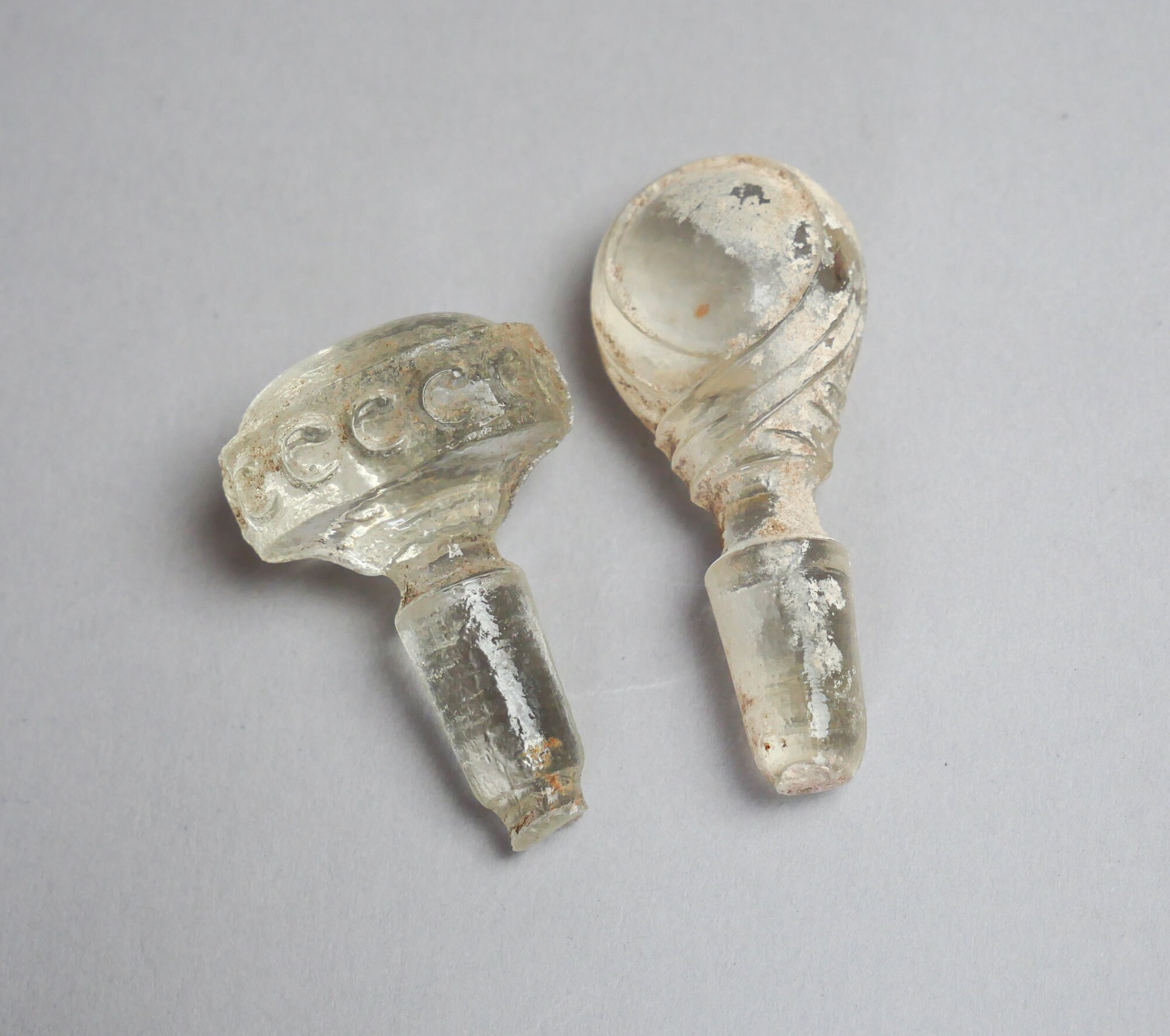 Set of 2 Antique glass bottle stoppers carafe tools perfume Etsy