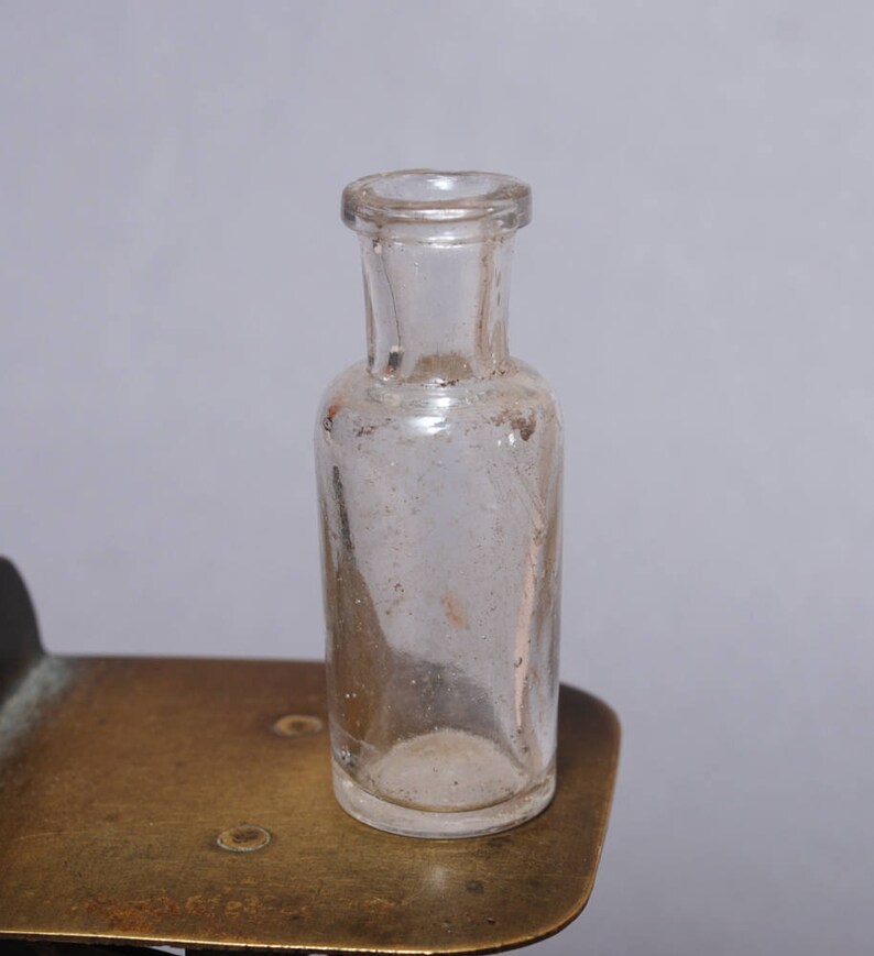 Antique miniature clear glass bottle medical or laboratory Etsy