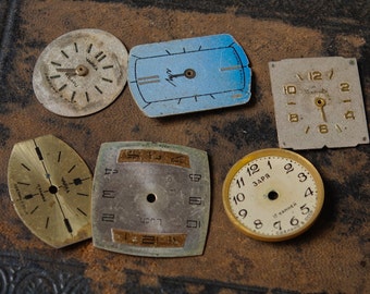 Lot of 6 different vintage watch faces, dials