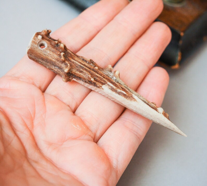 pendant Genuine wild deer horn with hole