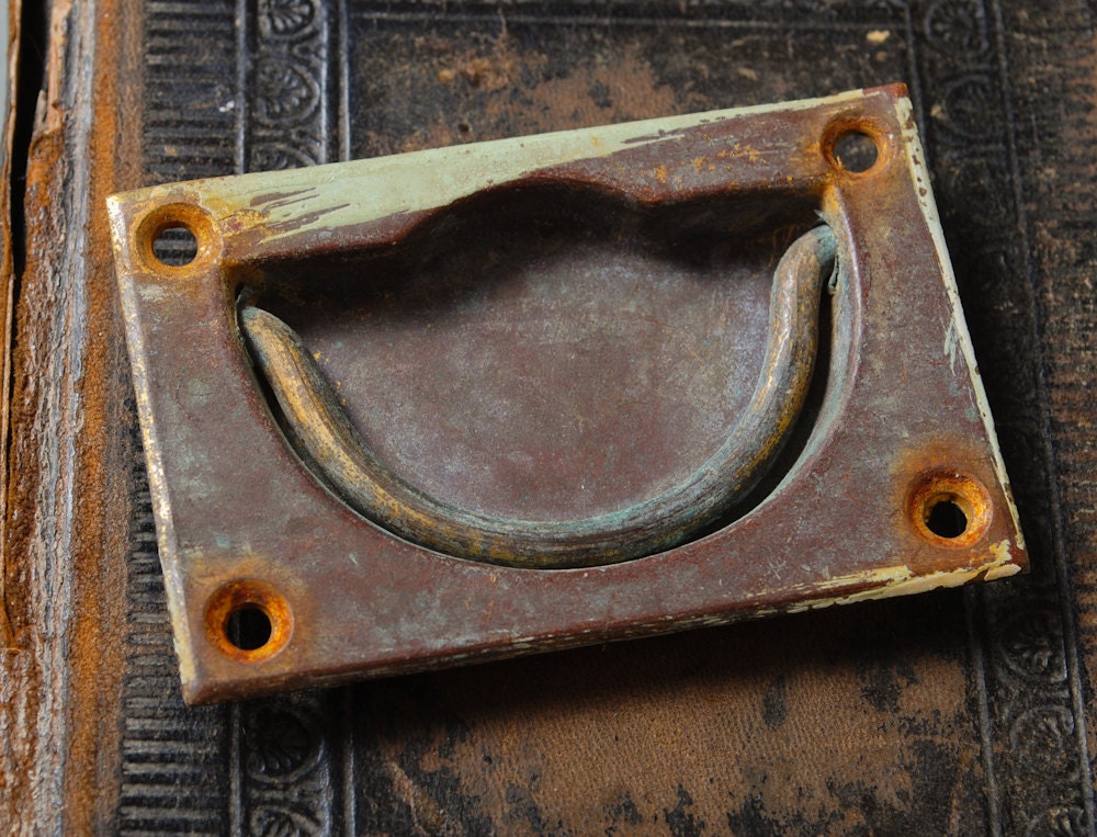 Antique escutcheon with drawer pull handles. Etsy