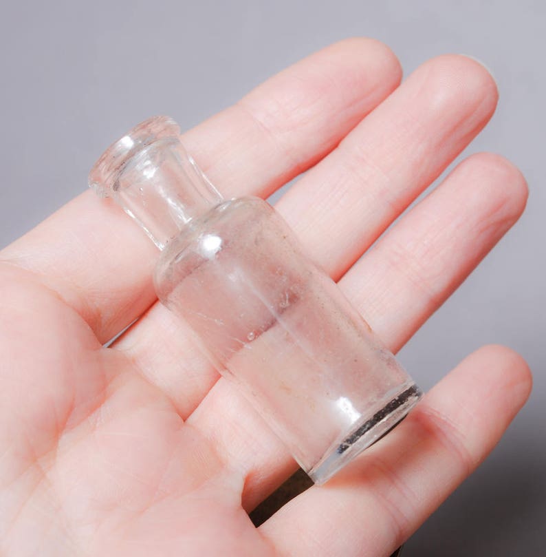 Antique miniature clear glass bottle medical or laboratory Etsy