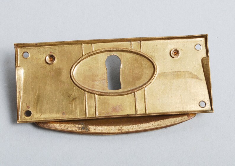 Antique solid brass key hope escutcheon plate with drawer pull Etsy
