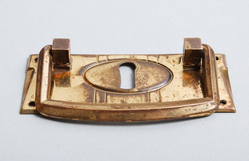 Antique solid brass key hope escutcheon plate with drawer pull Etsy