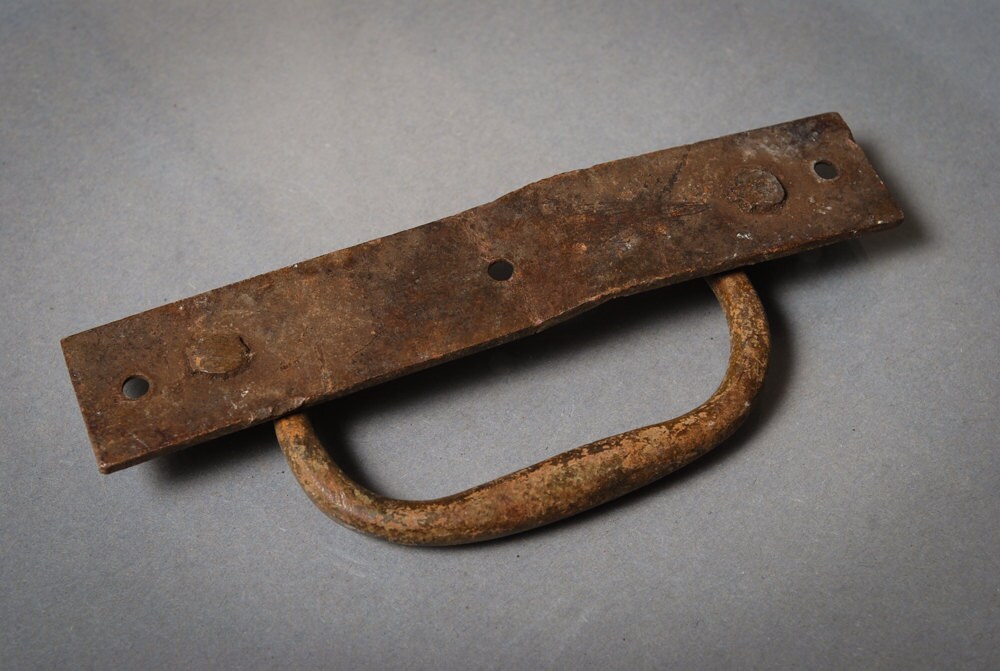 Antique brass escutcheon with pull handle Etsy